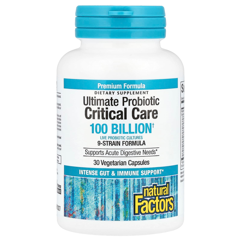 Natural Factors, Ultimate Probiotic Critical Care, пробиотики для лечения критических состояний, 100 миллиардов КОЕ, 30 вегетарианских капсул