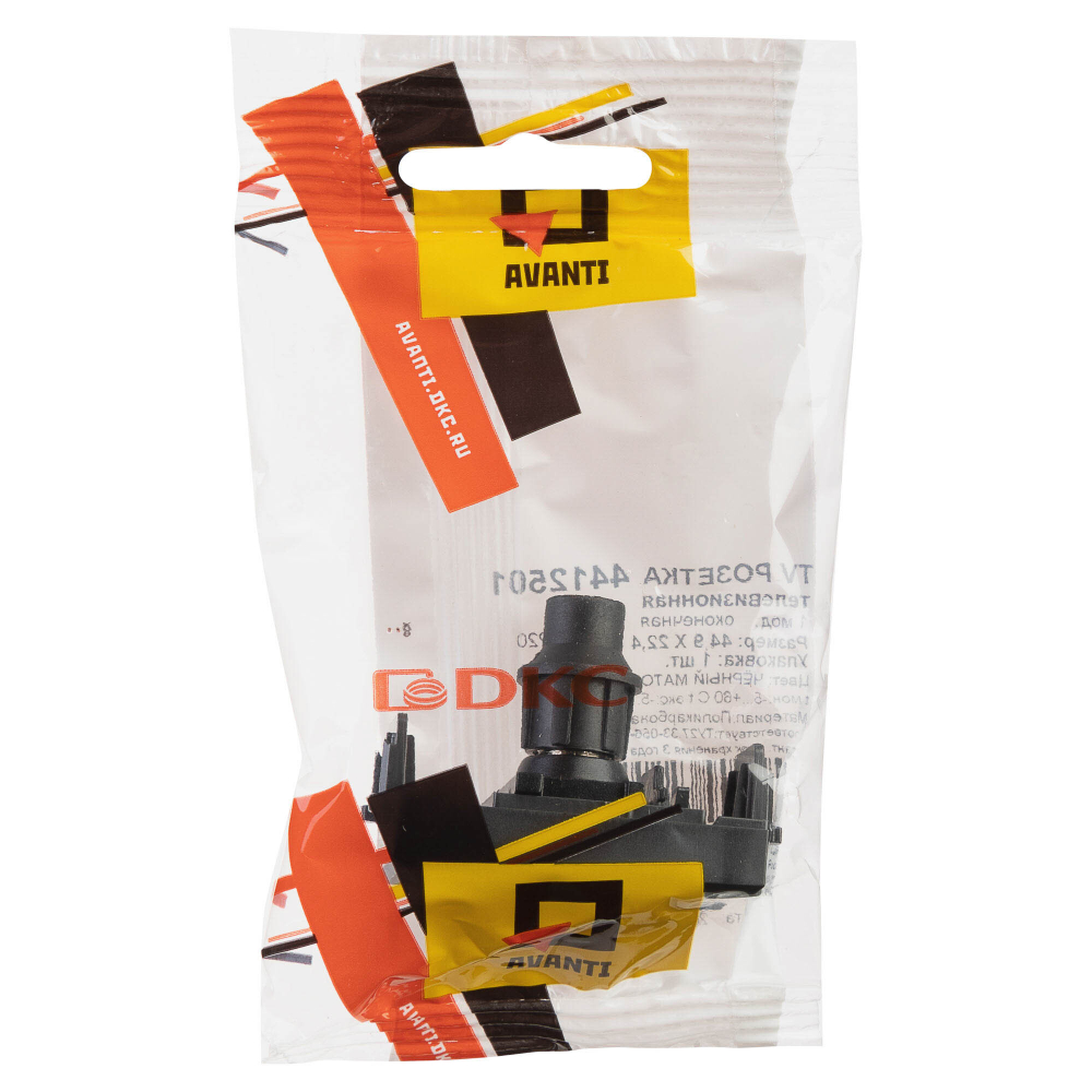 Розетка TV одиночная модульная, "Avanti", "Черный матовый", 1 модуль