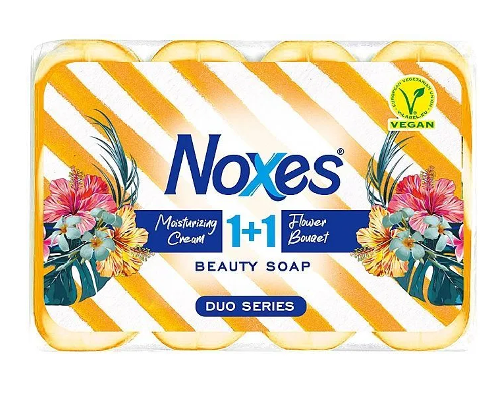 NOXES Мыло туалетное 1+1 экопак 4х85гр Цветочный букет 1708