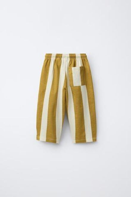 ZARA ПРЯМЫЕ БРЮКИ ИЗ МЯГКОЙ ТКАНИ В ПОЛОСКУ, ОХРА