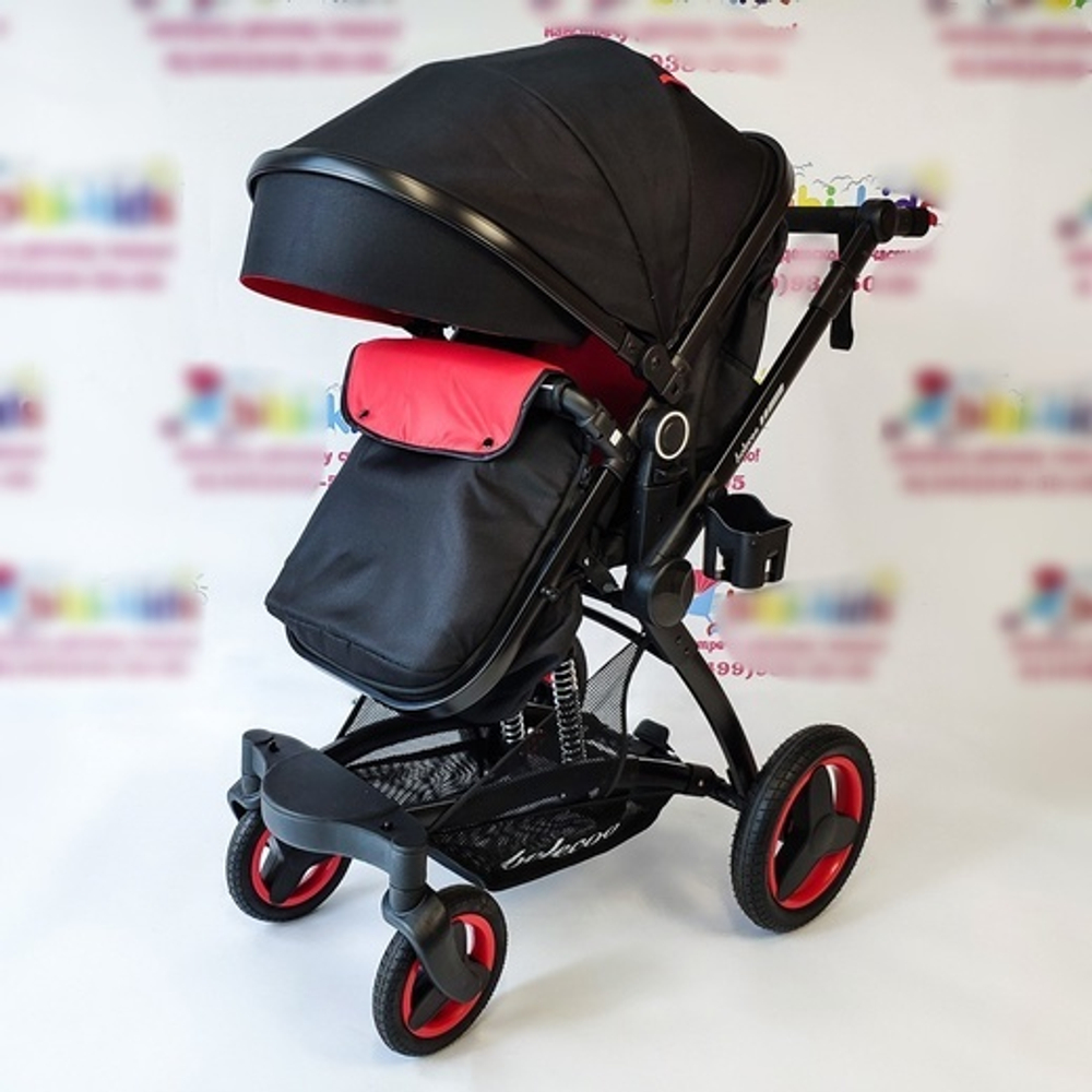 Коляска Belecoo X6 3в1 Красно-черный текстиль