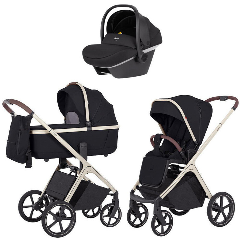 Коляска Carrello Vector CRL-6550 Nova DK791 Grey Line с базой Isofix 3 в 1 Pearl Black