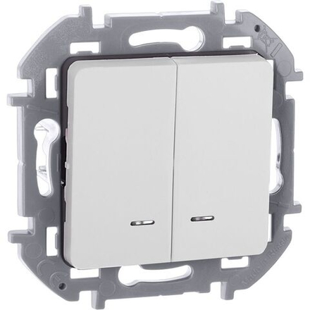 Выключатель 2-кл. Inspiria 10А IP20 250В 10AX с подсветкой/индикацией механизм бел. IEK 673630