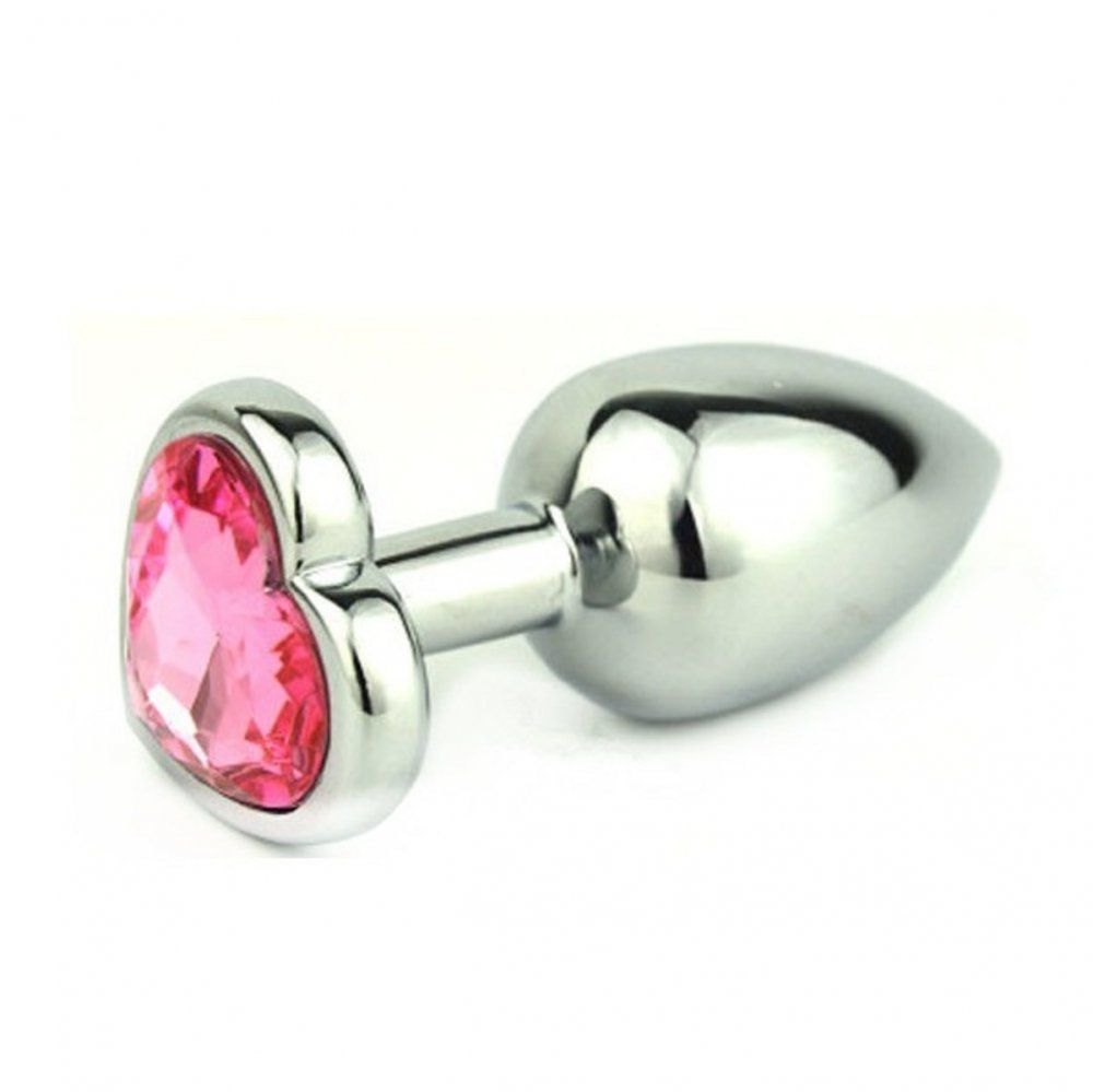 Анальная втулка с кристаллом сердце Small розовый 7 см
