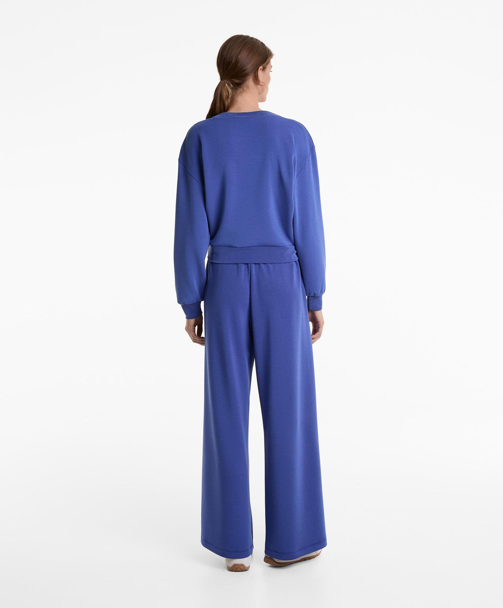 Oysho Толстовка Soft Touch с вырезом-лодочкой и модалом, синий