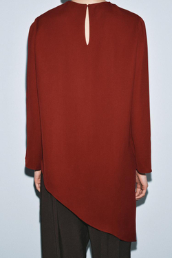 ZARA АСИММЕТРИЧНЫЙ СТРУЯЩИЙСЯ ТОП ИЗ КОЛЛЕКЦИИ ZW, ТЕРРАКОТОВЫЙ