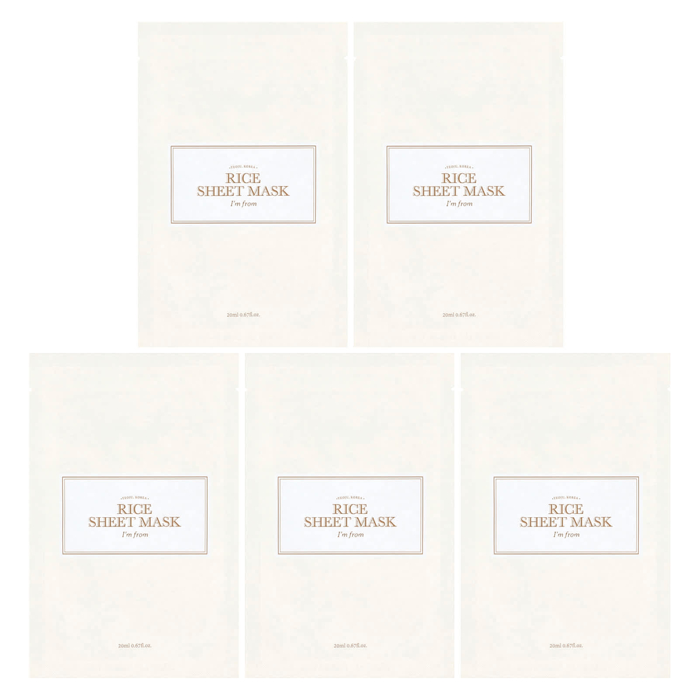 I'm From, рисовая тканевая маска, 5 шт., по 20 мл (0,67 жидк. унции)