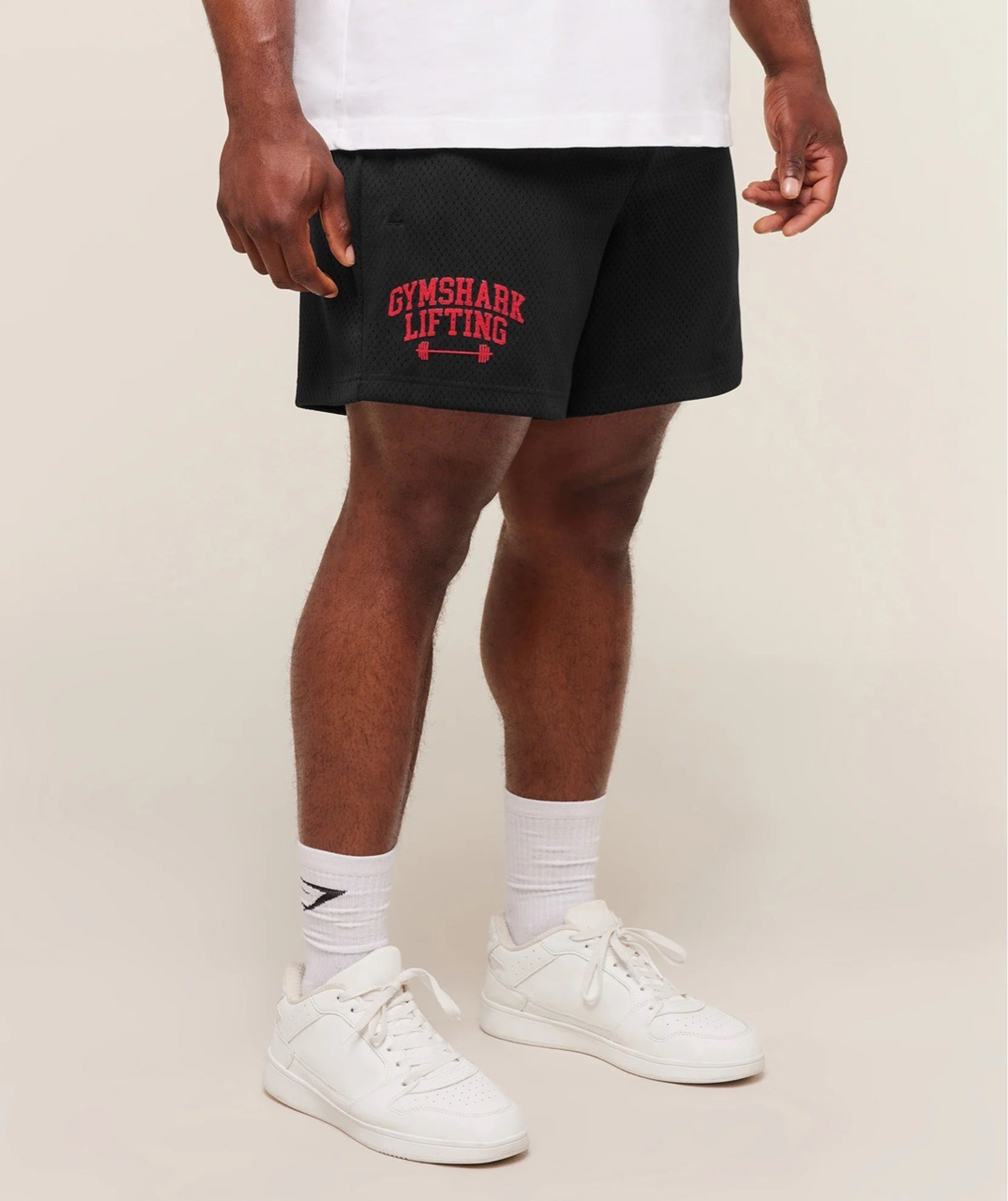 Шорты GYMSHARK Lifting Barbell 5" Mesh Shorts Black/Red