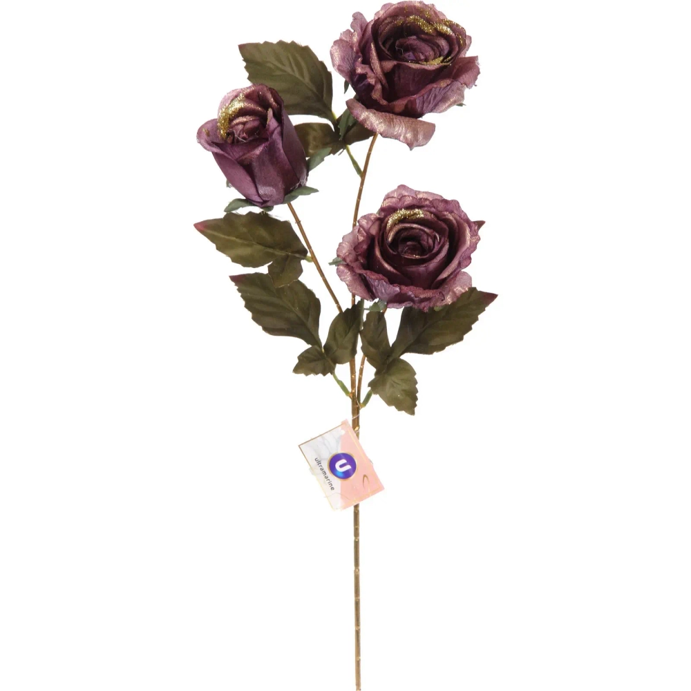 Искусственные цветы «FLOWERS GLAMOUR» 65см Розы 3 цветка лиловые