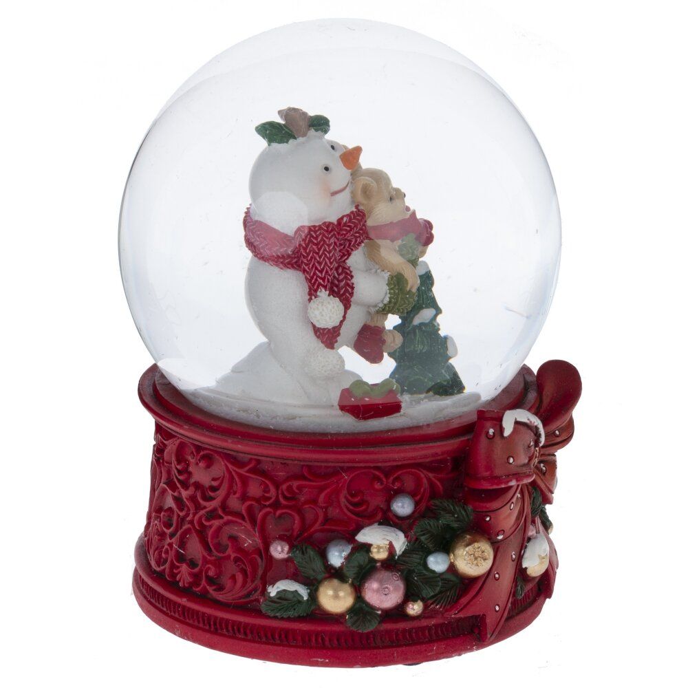 GAEM Фигурка декоративная "Снеговик" в стекл шаре (ключ, муз), L10 W10 H14 см, 2в.