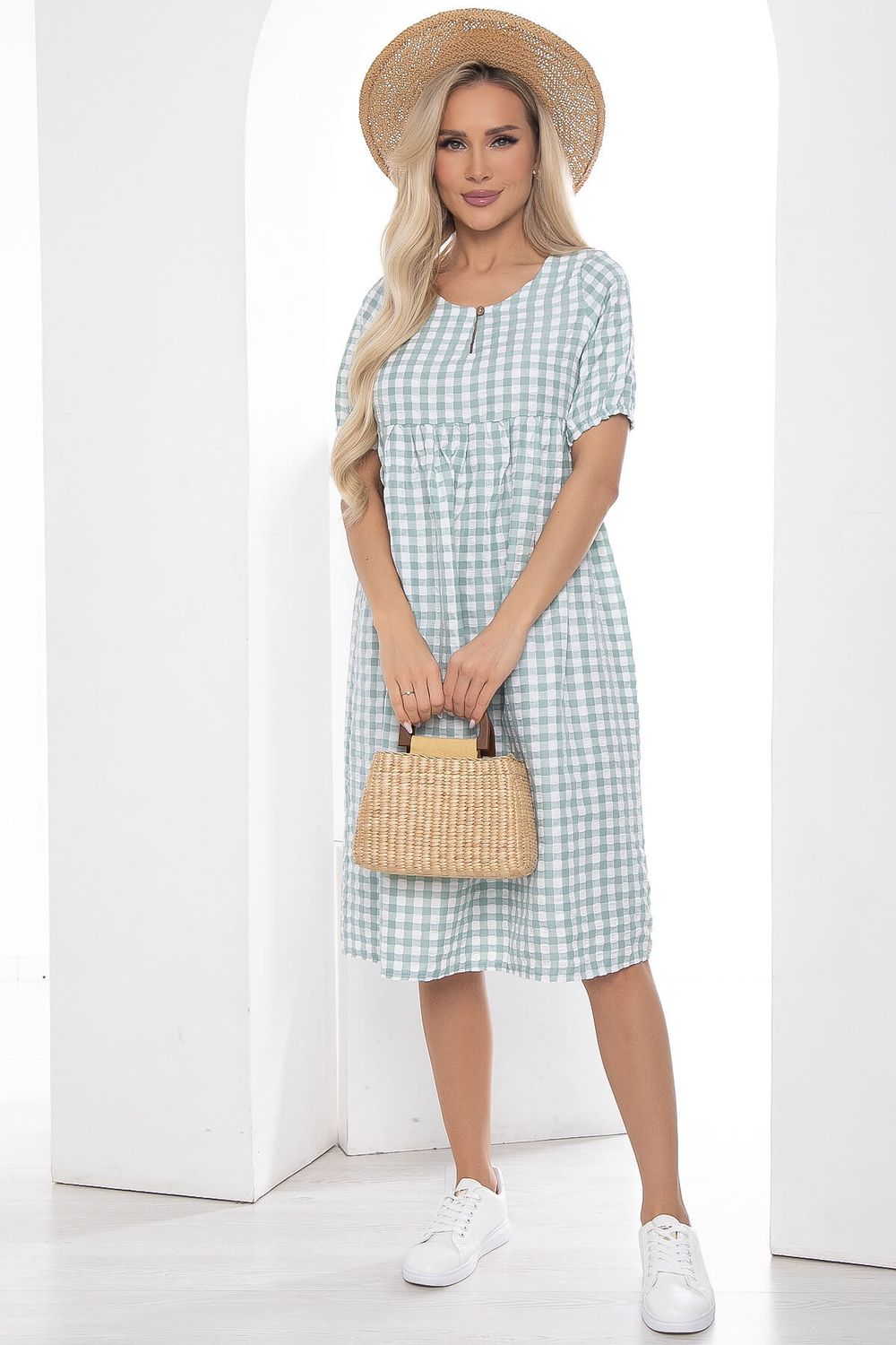 Платье Лето в клетку (мята) П10193 LT Collection