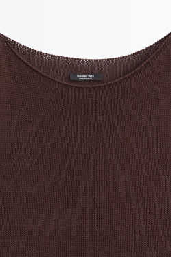 Massimo Dutti Топ из тонкого трикотажа с горловиной халтер, шоколадный