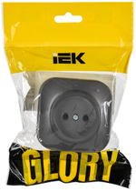 GLORY Розетка 1-местная для открытой установки без заземления без защитных шторок 10А РС20-2-ХСм сталь матовый IEK