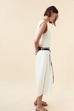 ZARA ТОП ИЗ ИНТЕРЛОКА С ВЫШИВКОЙ, БЕЛЫЙ