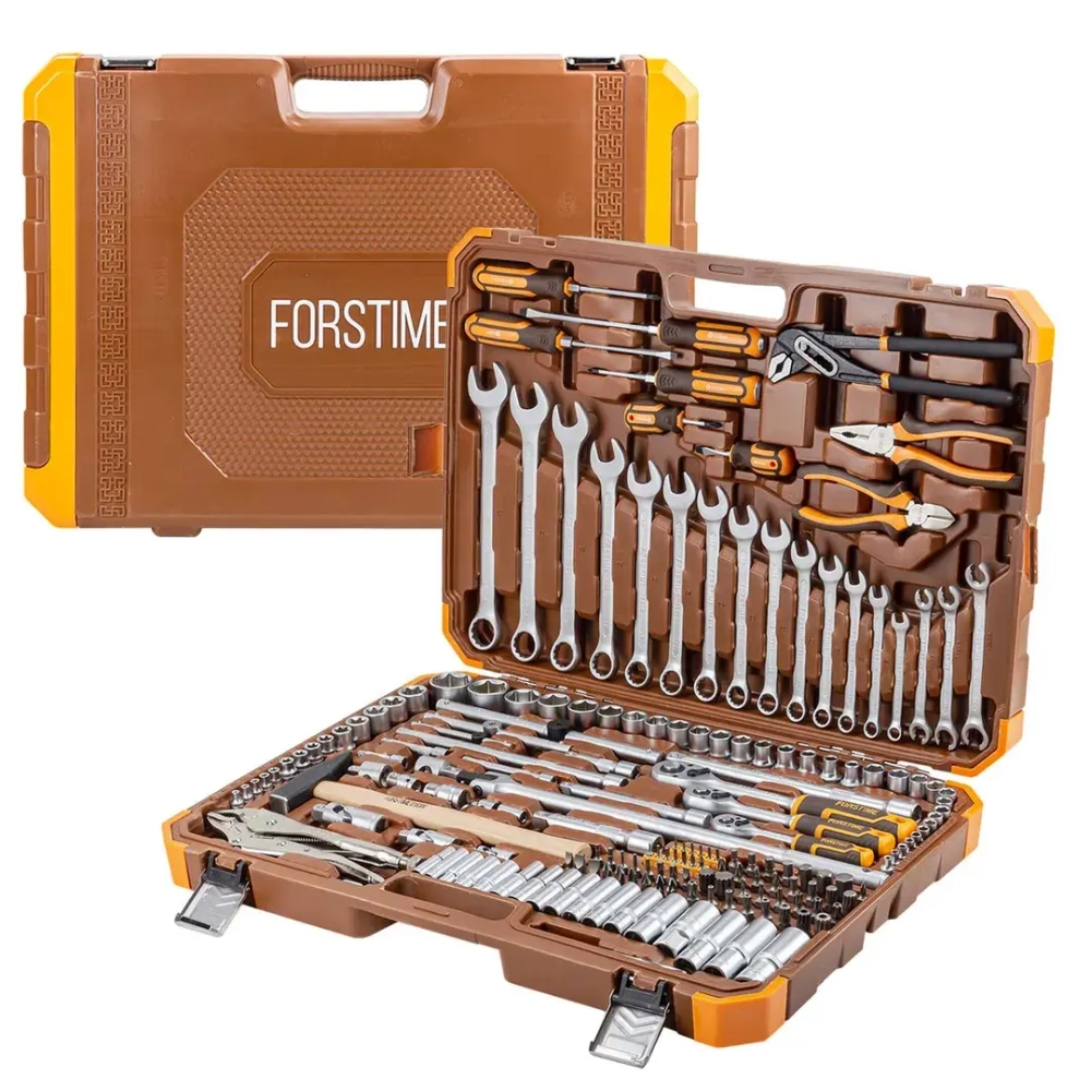 Набор инструментов 180пр.1/4''&amp;3/8''&amp;1/2'' (6-гран.)(4-32мм) FORSTIME FT-41802-5