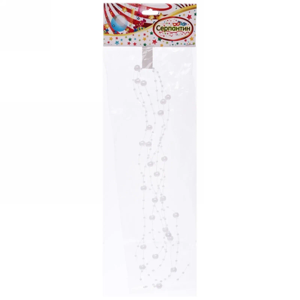 Бусы на ёлку 2м «Роса» d-7,5мм, Белый