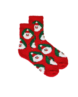 Носки НГ махровые р.35-40 "Christmas 2" Санта в кружке