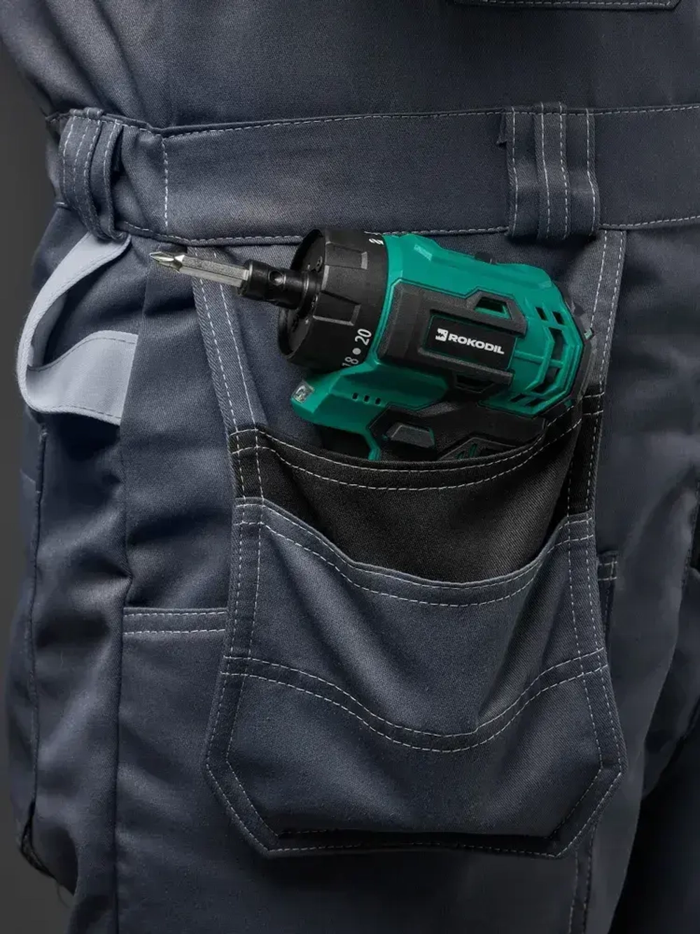 ROKODIL / Бесщеточный аккумуляторный шуруповерт 12В 36Нм 1АКБ / Rokodil Twist 2 Air (set 1), блокировка шпинделя, металлический патрон, кейс, оснастка в комплекте