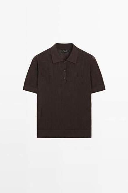 Massimo Dutti Ажурное поло из смесового хлопка, коричневый