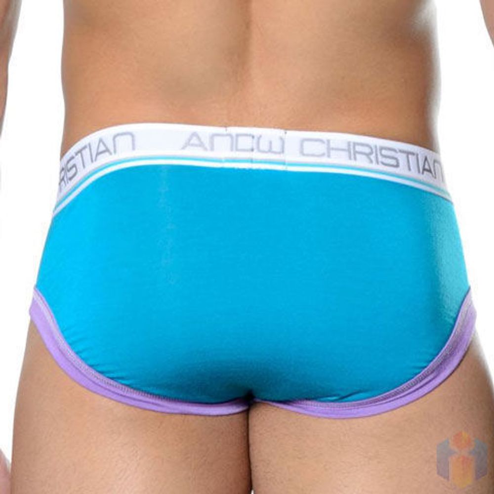 Мужские трусы брифы голубые с розовой окантовкой Andrew Christian  brief Blue AC3-M120