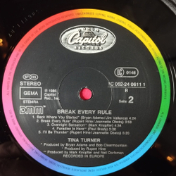 Винтажная виниловая пластинка LP Tina Turner Break Every Rule (Germany 1986) Overnight Sensation