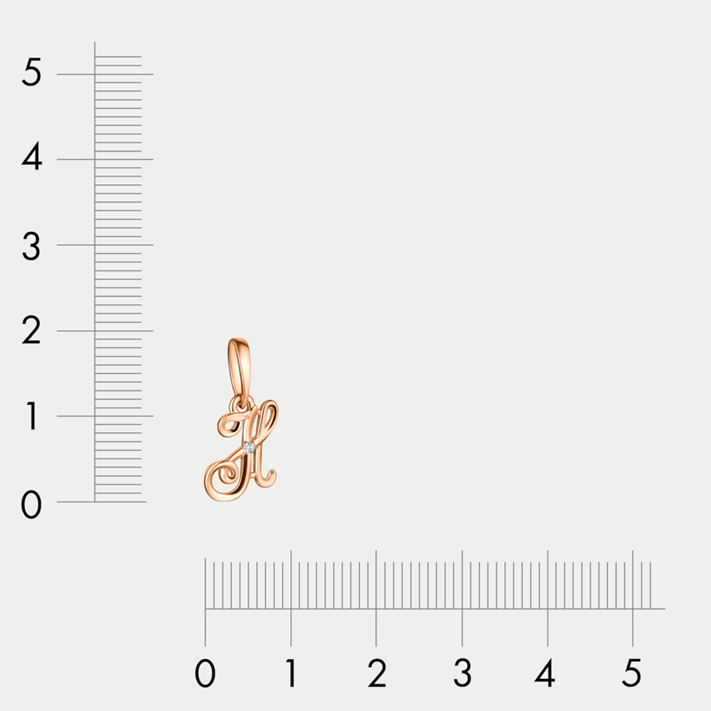 Подвеска-буква "Н" с фианитами для женщин из розового золота 585 пробы буква "К" (арт. 101468-1102)