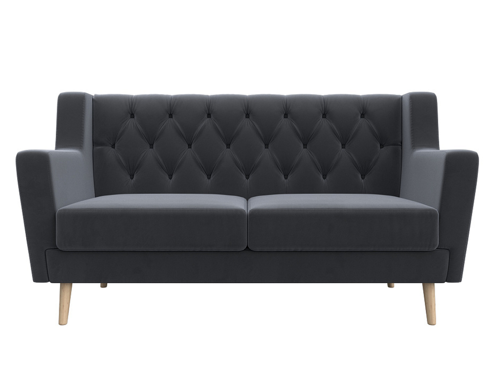 Диван кухонный прямой Брайтон 2 Люкс, Серый, Велюр, 108944