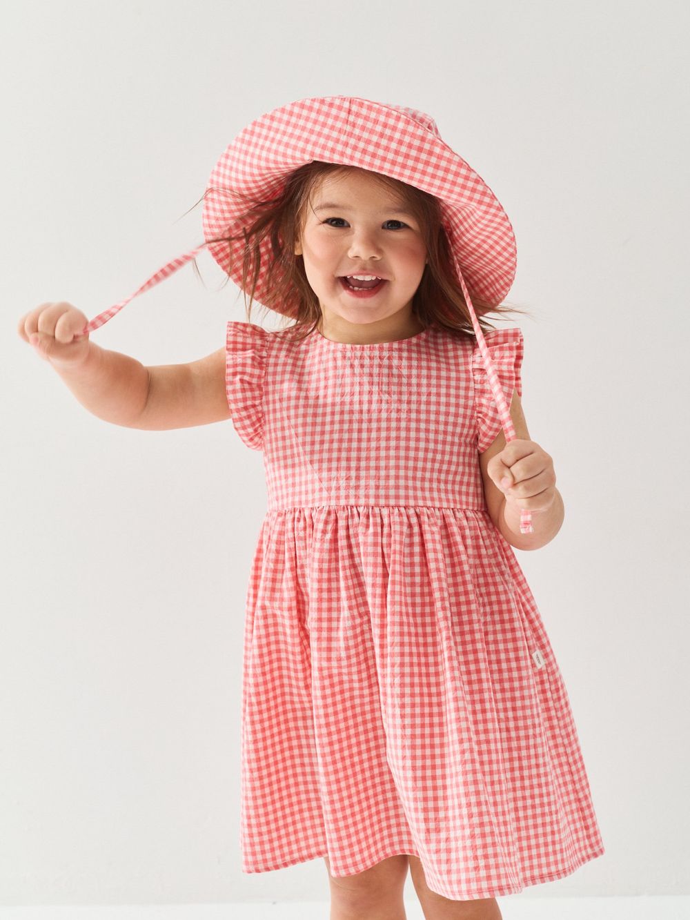 Платье хлопковое с крылышками "Клетка кварц" 0+