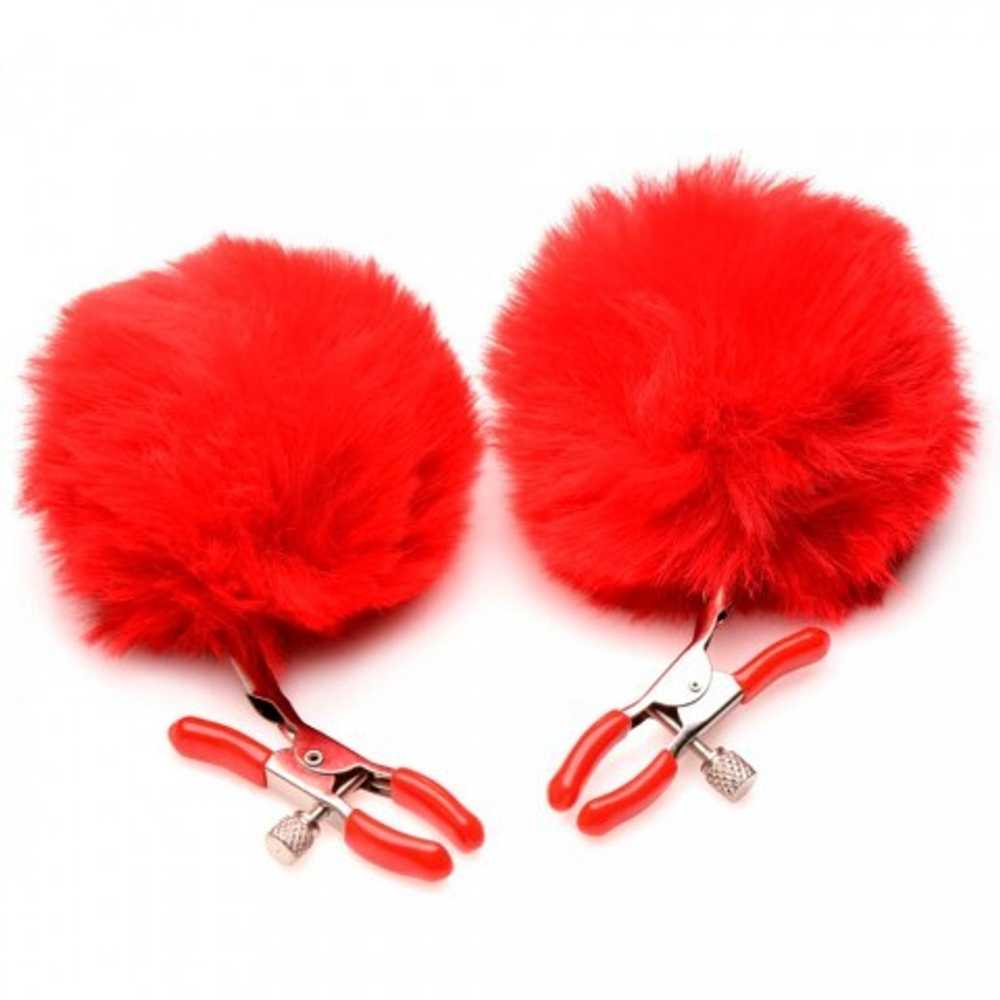 Зажимы для сосков Charmed Pom Pom Nipple Clamp, красный, 11.4 см