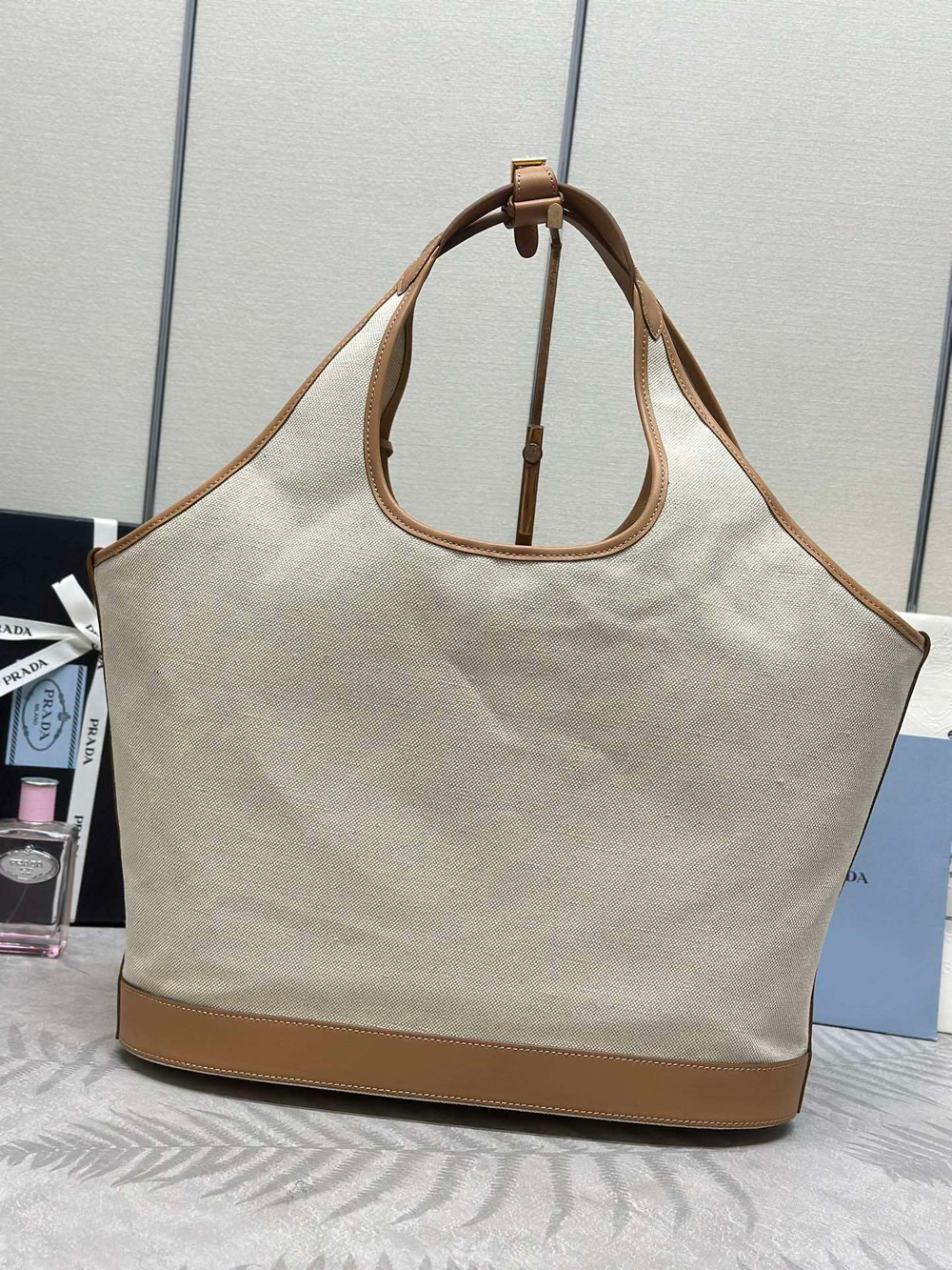 Prada Large Linen Tote Bag 37 cm