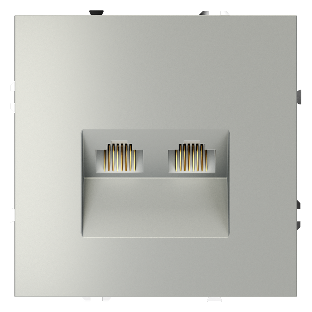 Розетка компьютерная встраиваемая двойная RJ45+RJ45 кат.6, (сталь) Voltum S70 VLS060205