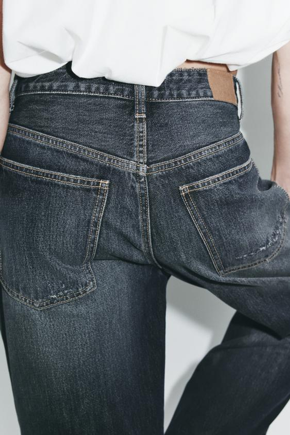 ZARA ДЖИНСЫ TRF BAGGY BALLOON СО СРЕДНЕЙ ПОСАДКОЙ, СИНИЙ