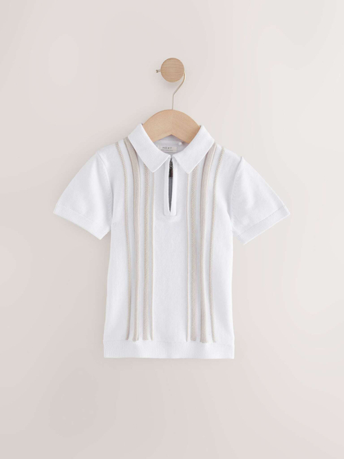 Поло с молнией для мальчика Next AA9-495, Белый
