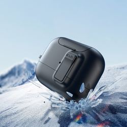 Усиленный чехол черного цвета с замком и подставкой для наушников AirPods Pro 3, серия PECQ Series от Dux Ducis