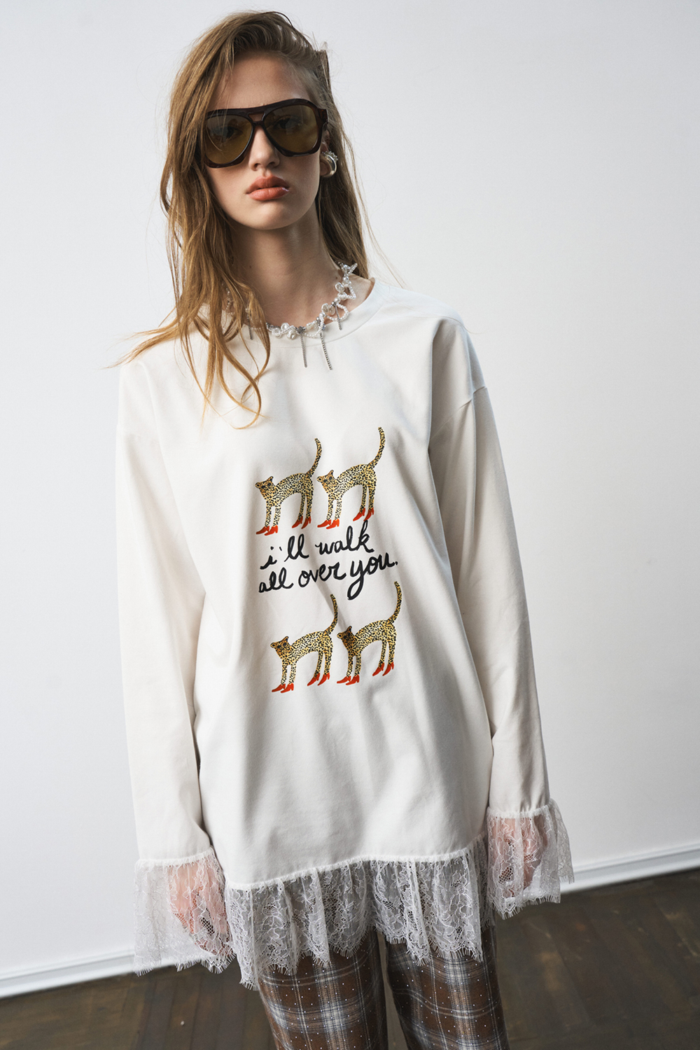 Лонгслив с кружевом 1305 молоко