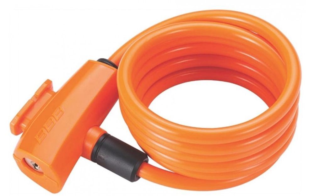 Замок велосипедный BBB QuickSafe 8mm x 1500mm coil cable orange оранжевый
