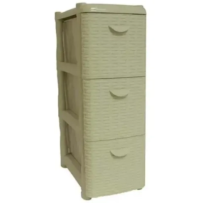 Комод узкий РОТАНГ (3 секции) белый ротанг 0,74,26х0,502м