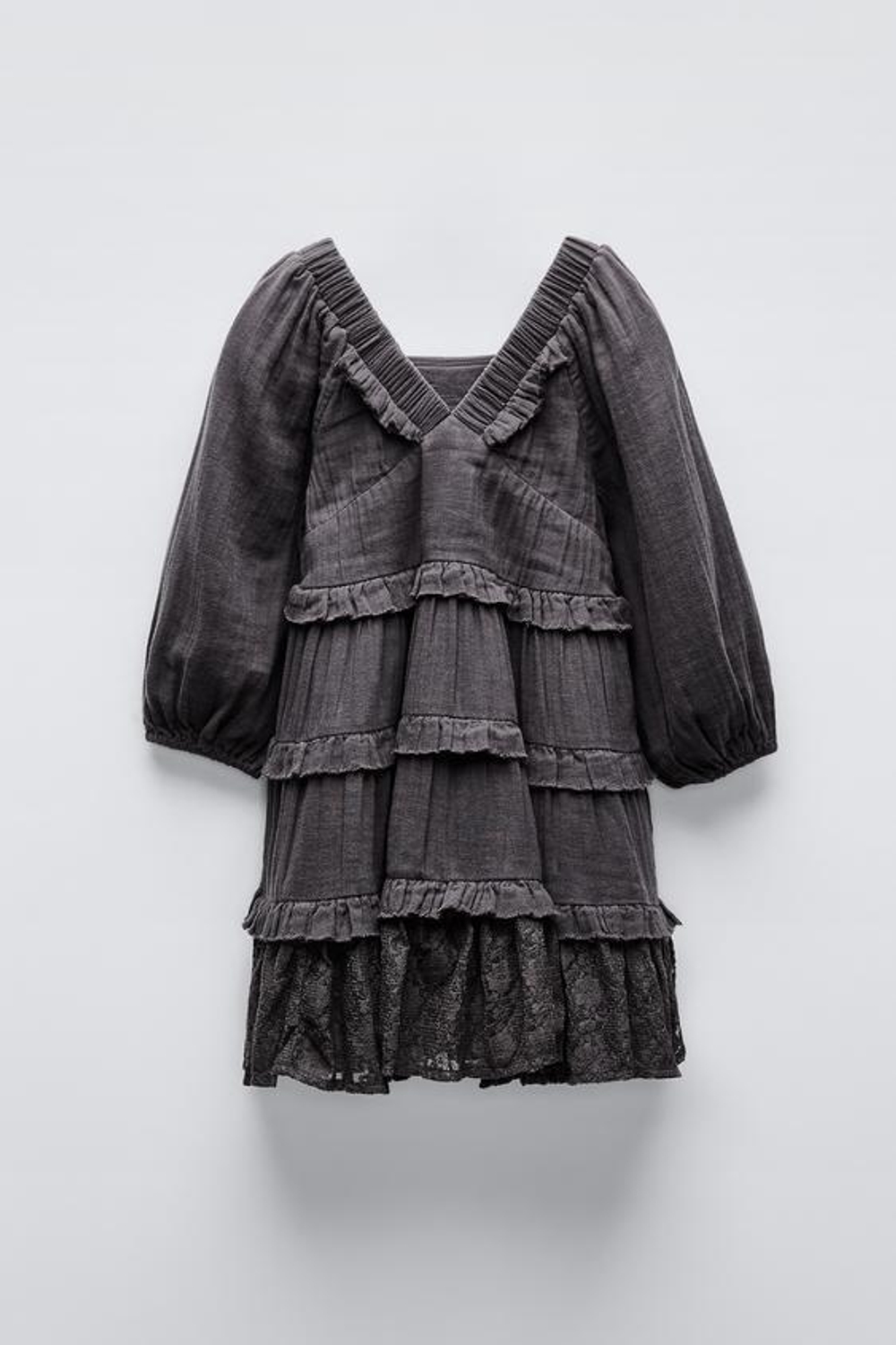 ZARA ПЛАТЬЕ ИЗ КРУЖЕВА, АНТРАЦИТОВО-СЕРЫЙ