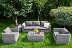 "Кальяри" журнальный столик из искусственного ротанга (гиацинт), цвет серый