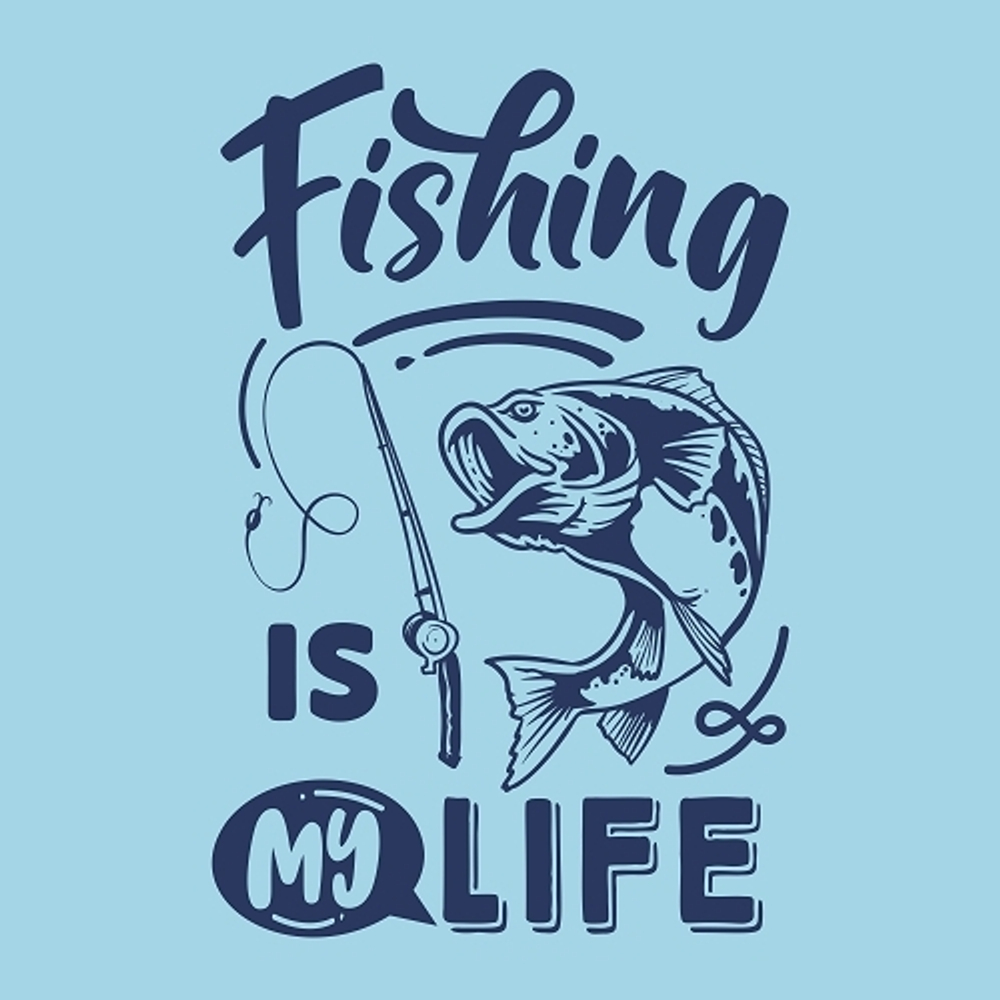 print PewPewCat рыбака Fishing is my life синий для голубой женской футболки