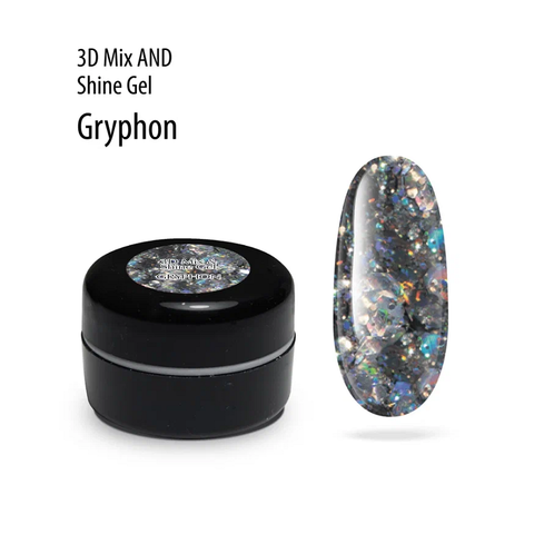 3D Mix&Shine Gel PNB 04 Gryphon/Гель для дизайна с блестками и поталью PNB 04 Грифон