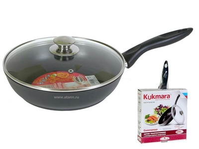 Сковорода 24см литая со стеклянной крышкой