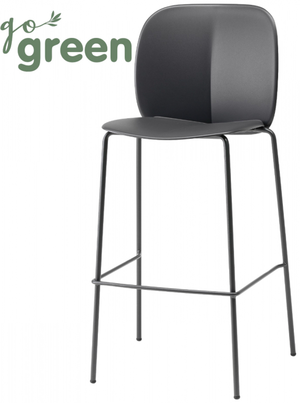 Стул пластиковый полубарный Scab Design Mentha Go Green, антрацит