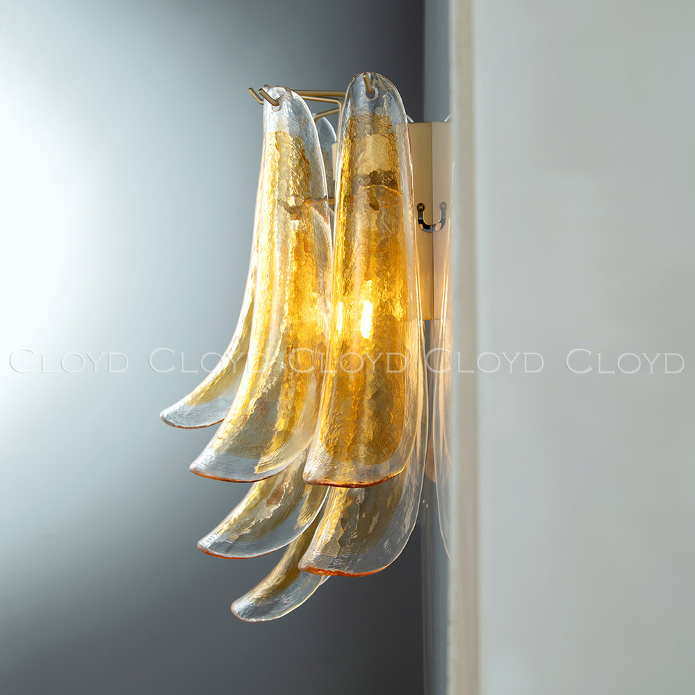 Бра Cloyd AZORES-C W2 / выс. 42 см - латунь светл. - янтарное стекло (арт.20472)