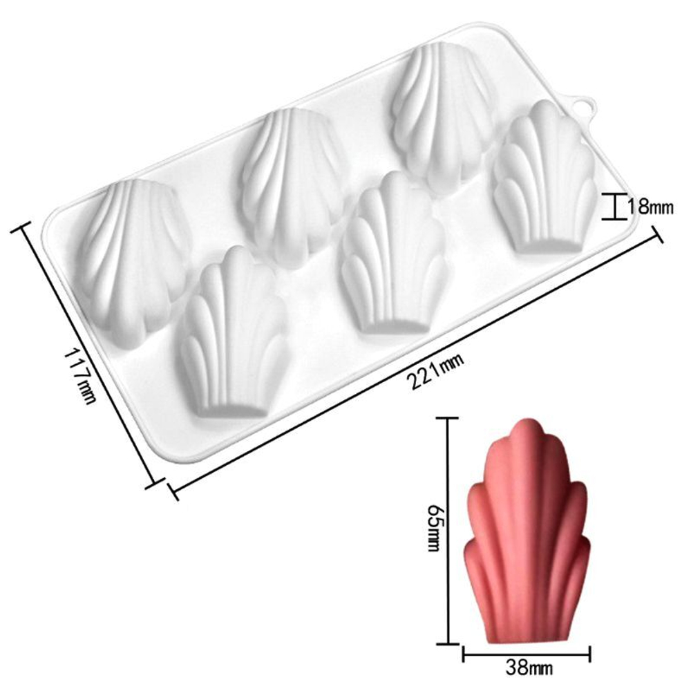 Форма силиконовая для пирожных «Мадлен» 6 ячеек