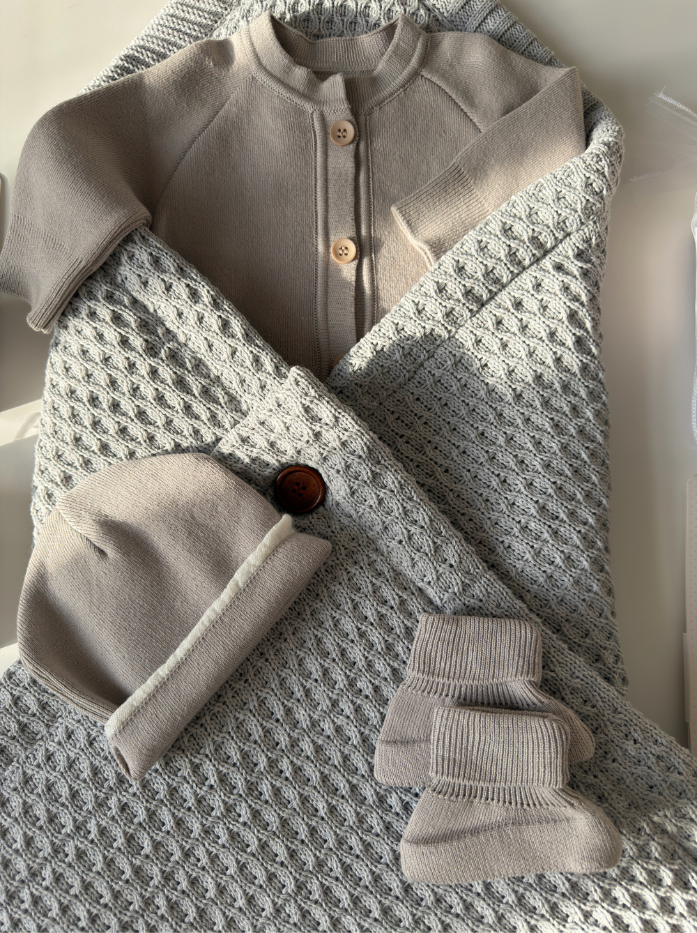 Конверт-плед 2в1 вязаный демисезон серый