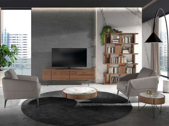 Журнальный столик Angel Cerda 2139 из ореха и керамики