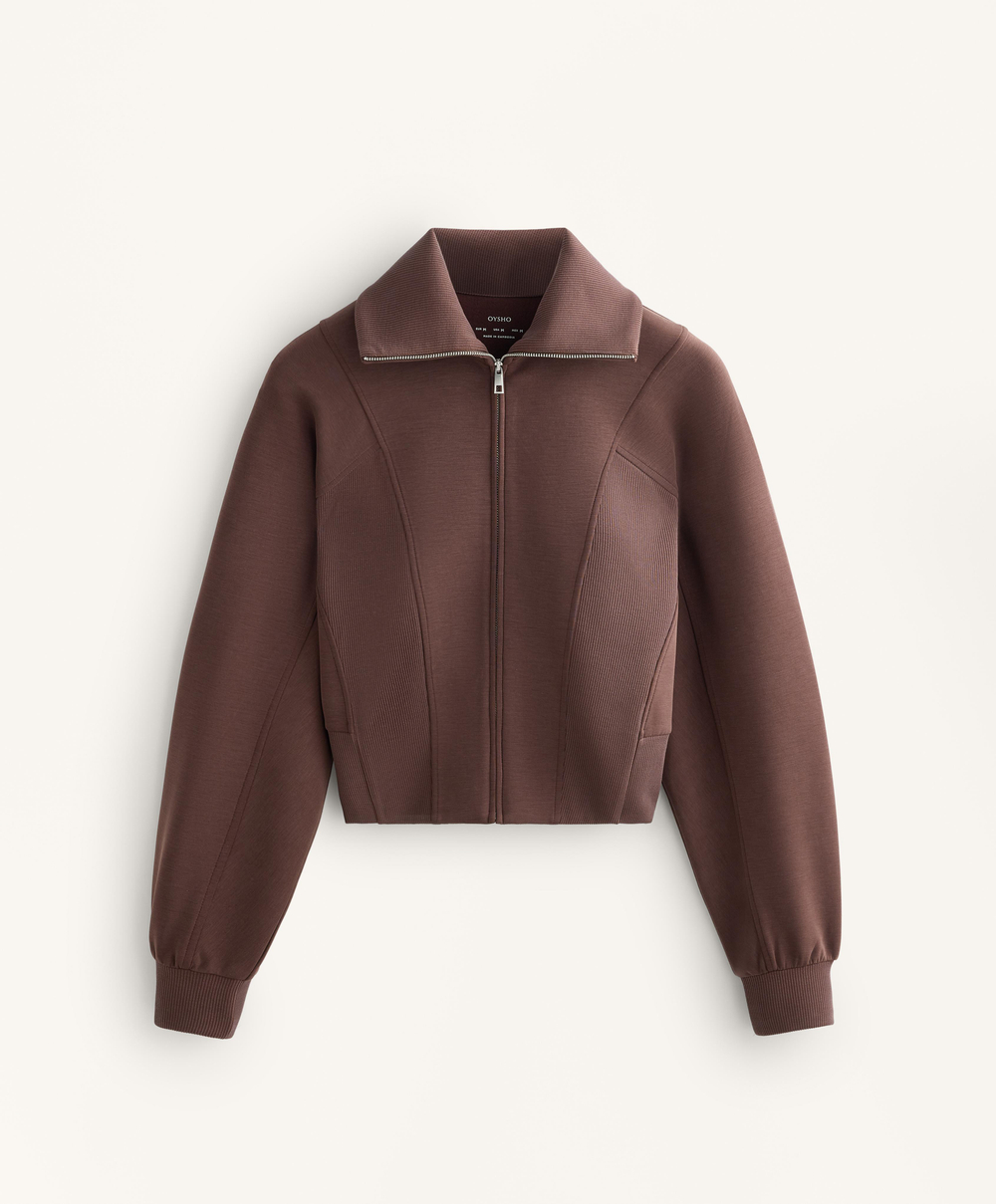 Oysho Куртка Rib с модалом Brushed, коричневый