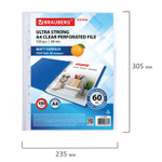 Файлы перфорированные А4 BRAUBERG "МАТОВЫЕ EXTRA 600" комплект 100 шт. плотные 60 мкм (3 штуки в упаковке)