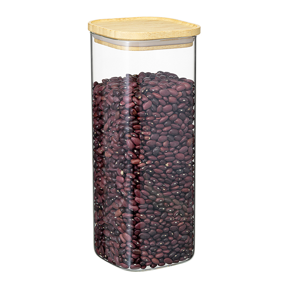Банка для хранения квадратная glass bamboo, 1,9 л